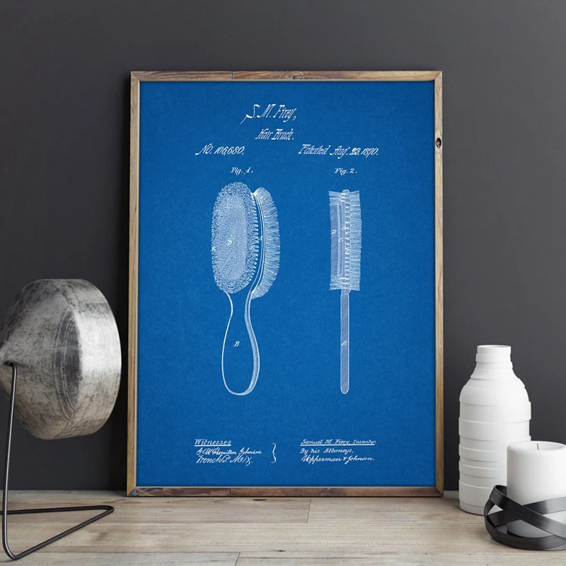 Hair Brush Patent Poster Prints