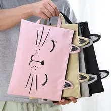 DELVTCH Waterproof Oxford Cloth Cartoon Cat File Bag A4 Paper Document Storage Bag Organizer Office School