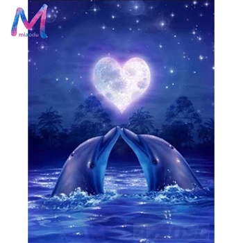 

MIAODU 5D DIY Full Diamond Embroidery Paiting Animals Pattern Diamond Painting Kits love Dolphins Cross Stitch Kit Mosaic