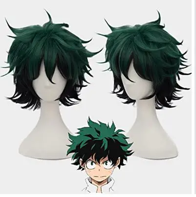 Аниме My Boku No Hero Academia изюку мидория короткий зеленый черный коричневый