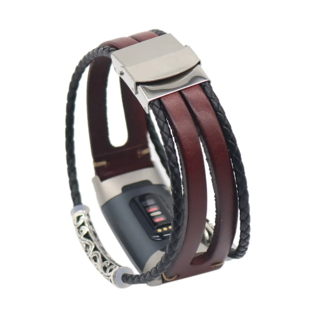 Смарт-часы ремешок Smartband mi band Замена кожаного браслета ремешок для Fitbit Charge 3 браслет