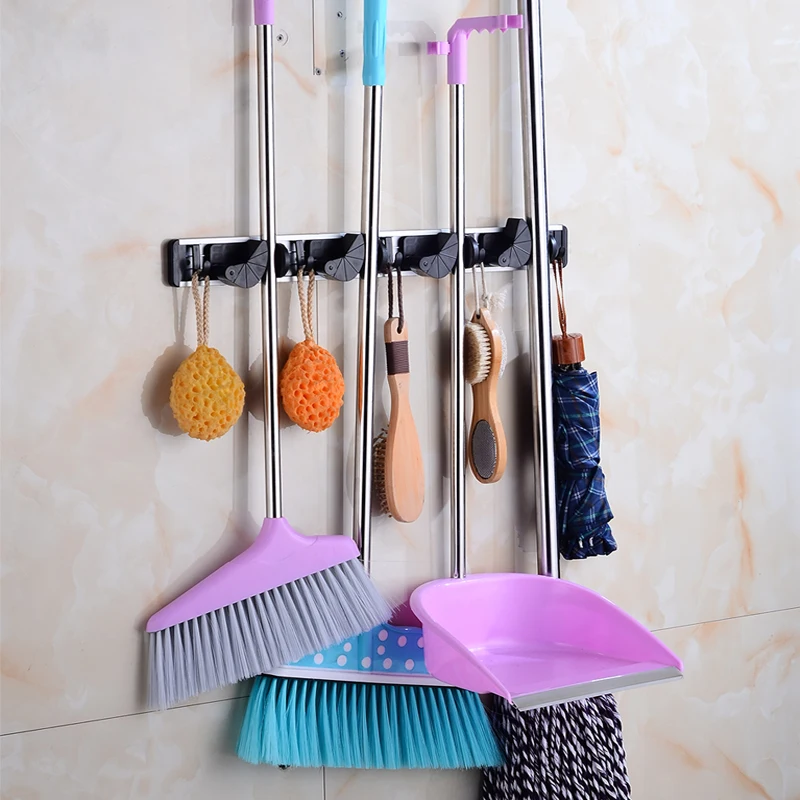 المطبخ جدار الخيالة الممسحة حامل فرشاة المكنسة الممسحة المنظم شماعات رف التخزين المشبك الذاتي لاصقة الحمام الجدار هوك المطبخ جدار الخيالة الممسحة حامل فرشاة المكنسة الممسحة المنظم شماعات رف التخزين المشبك الذاتي لاصقة الحمام الجدار هوك