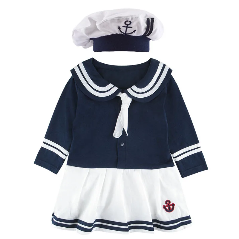 Платье моряка для маленьких девочек; боди; праздничное платье принцессы для новорожденных; летняя одежда для маленьких девочек; Ropa; Bebe с шапочкой