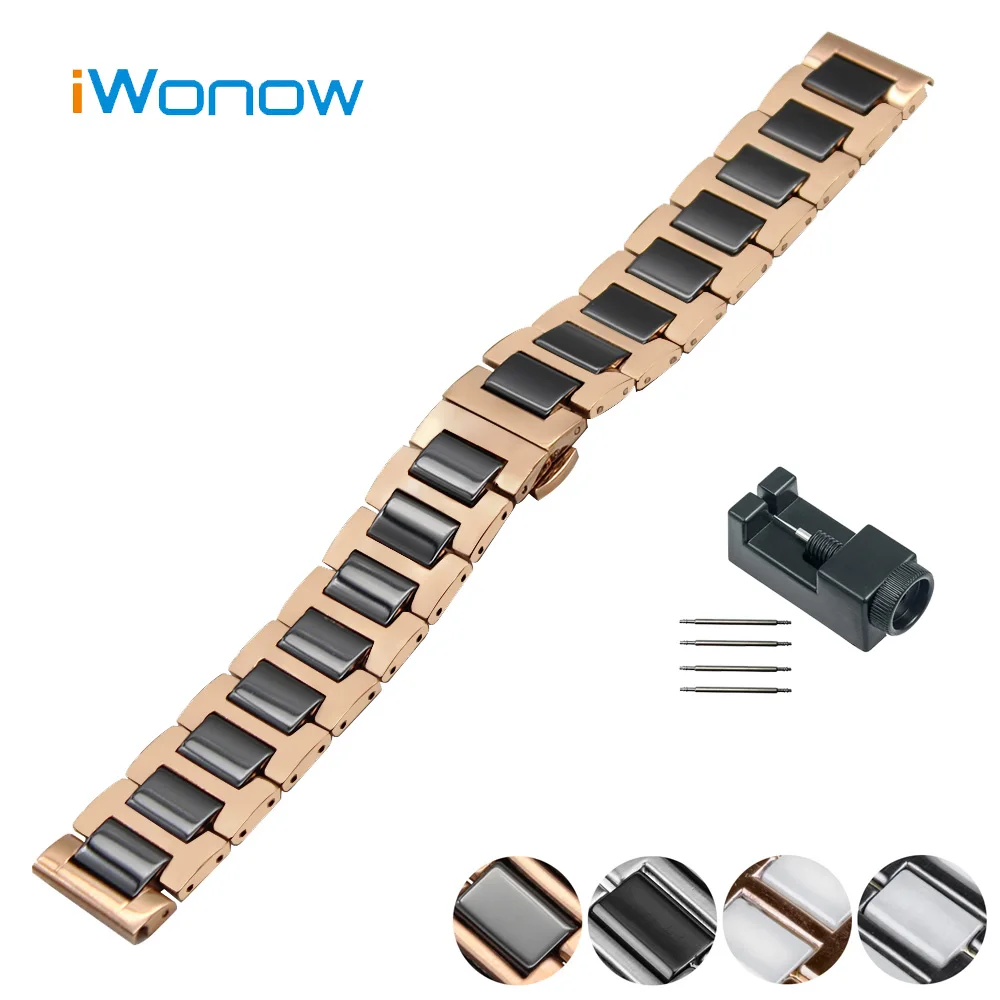 Ceramic Watch Band 22mm for Samsung Gear S3 Classic Frontier Butterfly Buckle Strap Wrist Belt Bracelet