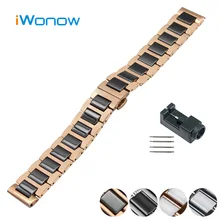 Bracelet en céramique 22mm pour Samsung Gear S3 Classique/frontière Butterfly Boucle Courroie de Poignet Bracelet Noir + Printemps Bar