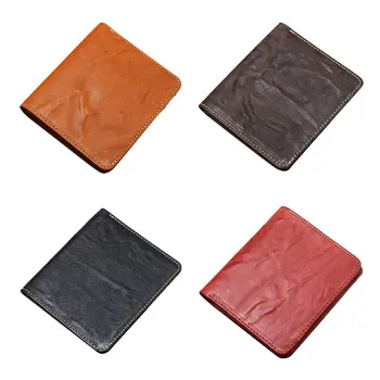 

Fashion Men Genuine Leather Vintage Short Wallet Pocket Coin Card Money Holder Clutch 2019 Male Bifold Slim Purse Mini Wallet
