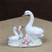 Фарфоровый Лебедь мать Статуэтка декоративная керамическая Cygnet лебедь украшение статуи искусство и ремесло Домашний подарок на день рождения Аксессуары