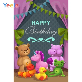 

Yeele Animals Toy Curtain Pennant Headboard Birthday Photography Backgrounds Customized Photographic Backdrops for Photo Studio