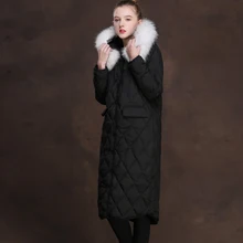 Женское пуховое пальто Зимняя Толстая теплая меховая парка с натуральным лисьим мехом капюшон пуховик Женская одежда 0717 K
