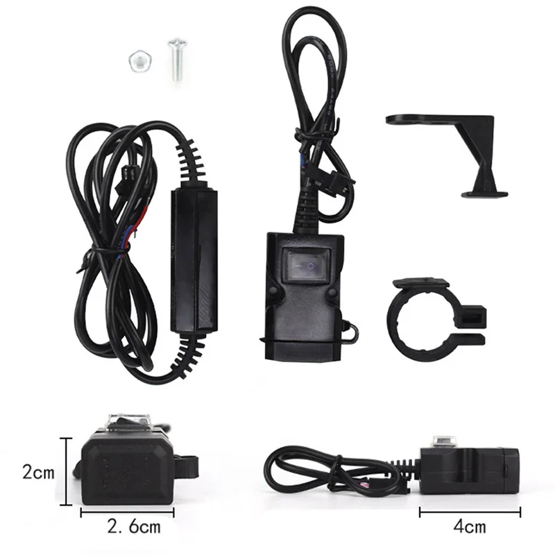  Wasserdicht Dual USB 12 v Motorrad Lenker Ladegerät Buchse Adapter mit Schalter Halterungen Univers