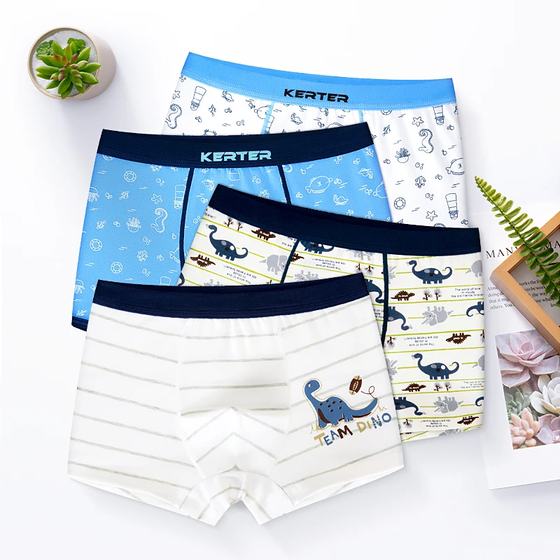 

4Pc/lot Cotton Shorts boys underwear Kids Underwear Boxer briefs Panties Cartoon Pattern Soft Children's Teenager 4-14y