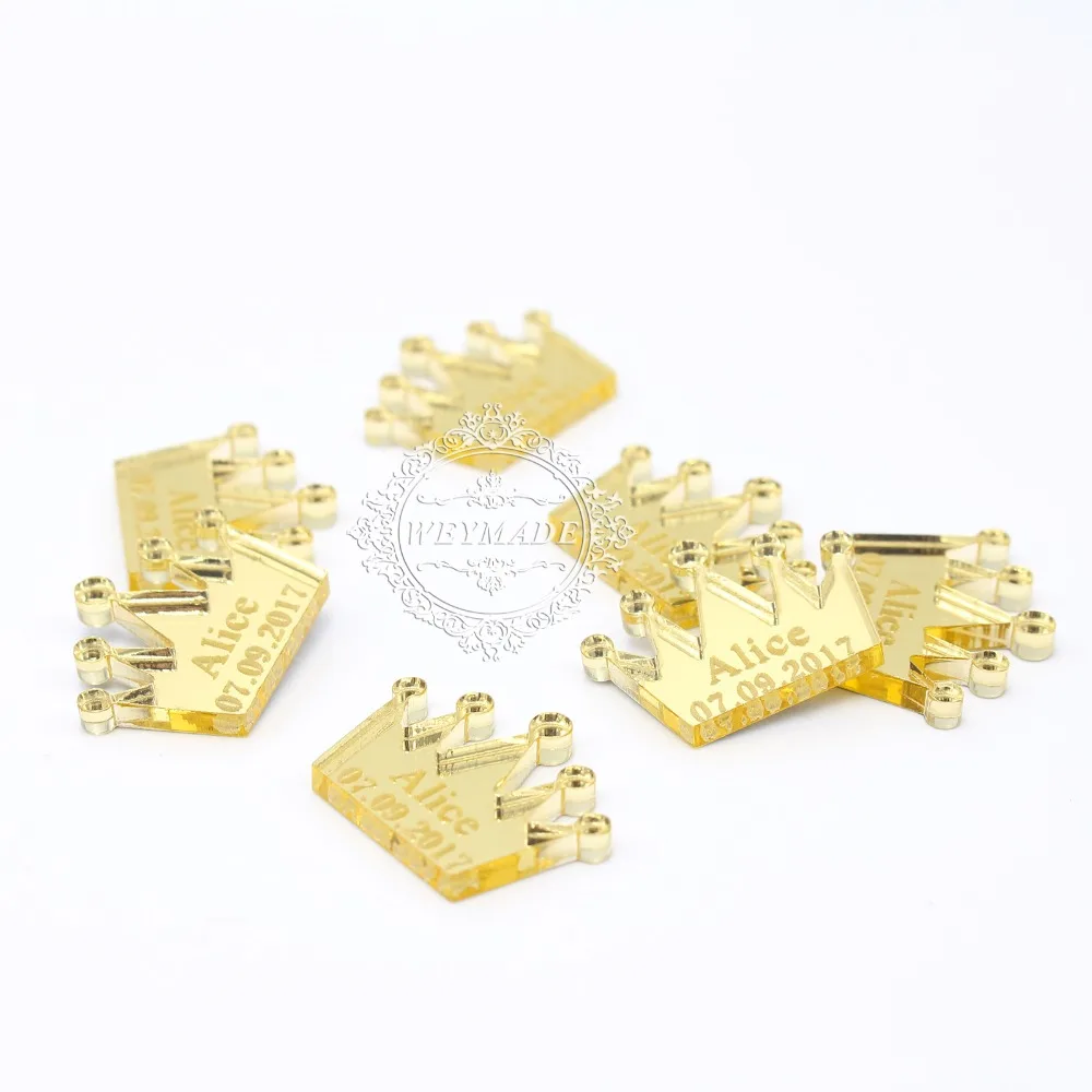 50* Personalized Gold Crown Baby Shower Table Decoration Prince Birthday Party Table Favor Centerpieces Decor Kid Gift Confetti