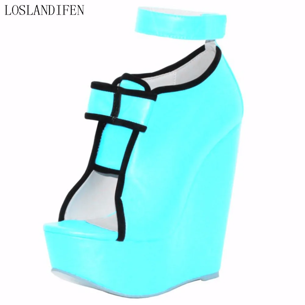 toe Main Classique Nouveau Partie Wadge La Femmes Grande Fabriqués X1813 Mode Taille À Fdem Chaussures Style Pompes Talon Cheville Sangle Peep Robe rPPx75qX