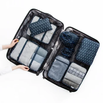 

8pcs/set Carry-on Women Travel Totes Luggage Classified Packing Cubes Ventilate Polyester+Mesh Women Clothes Makeup Pouches