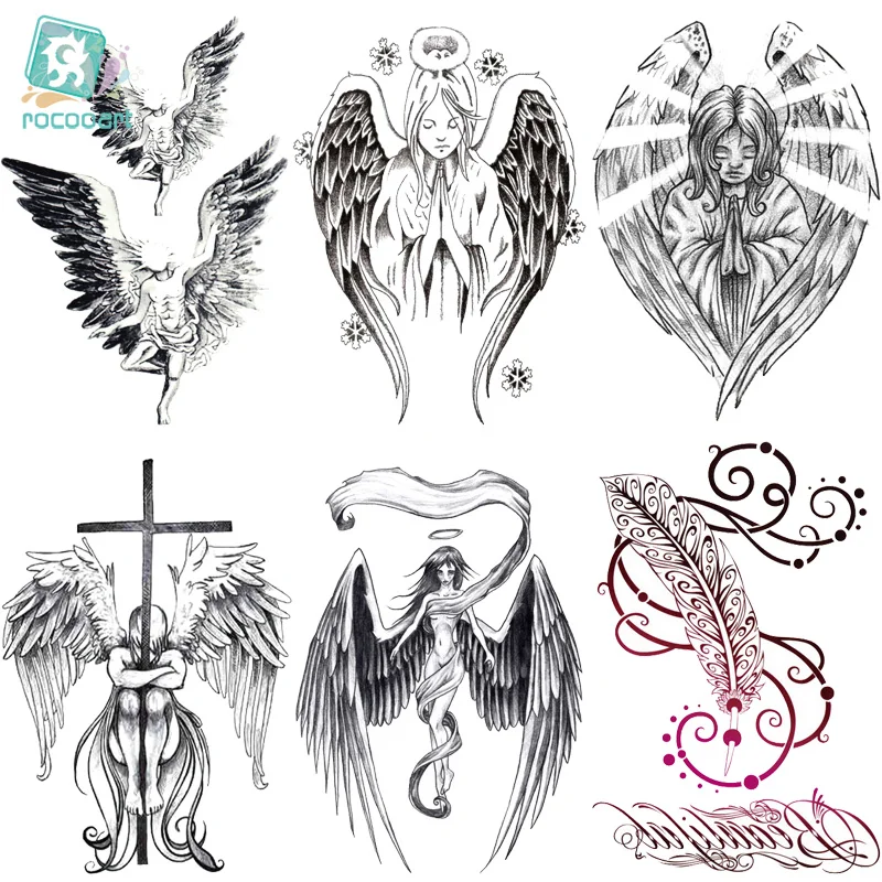 

LC539-904 Body Art Halloween Sketch Angel Large Jesus Wolf Christmas Tatoo Sticker Designer Temporary Flash Tattoo Stickers Taty
