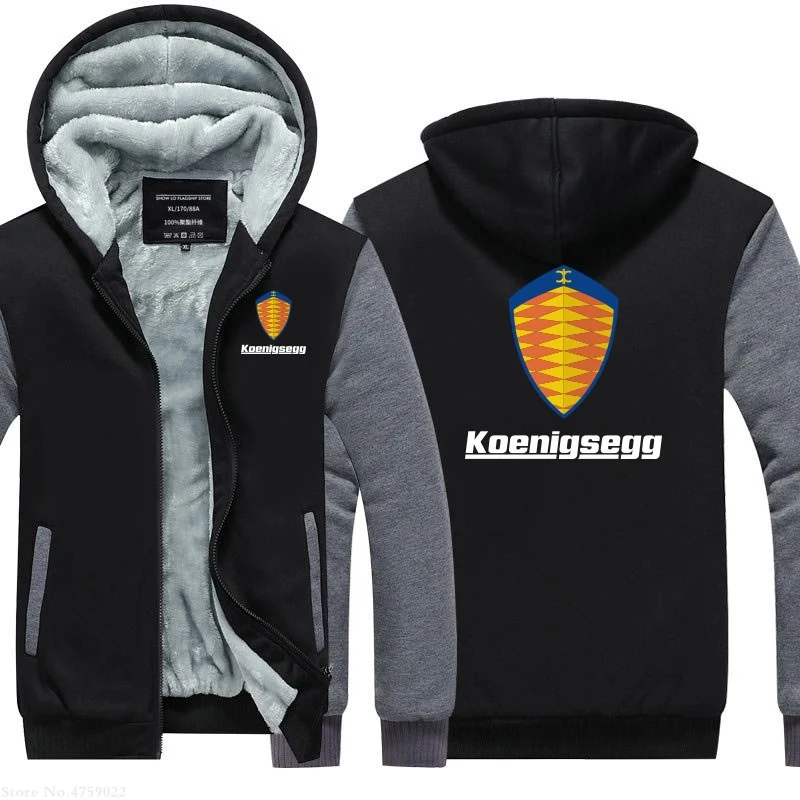 Толстовки мужские свитшоты Осень Зима утолщаются Koenigsegg толстовка с капюшоном на молнии повседневное пальто с длинным рукавом versized Толстовка Куртка