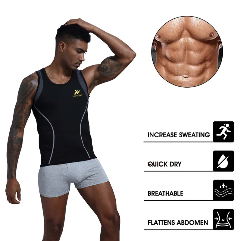 NINGMI Мужская Неопреновая сауна, Корректирующее белье для тела, спортивный топ, тренажер для талии, жилет для похудения, моделирующий пояс, Корректирующее белье, рубашка