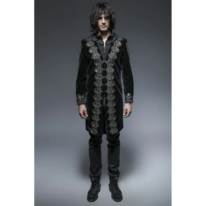 Мужская блестящая куртка в стиле стимпанк с золотой вышивкой Y641|gothic men|embroidery jacket