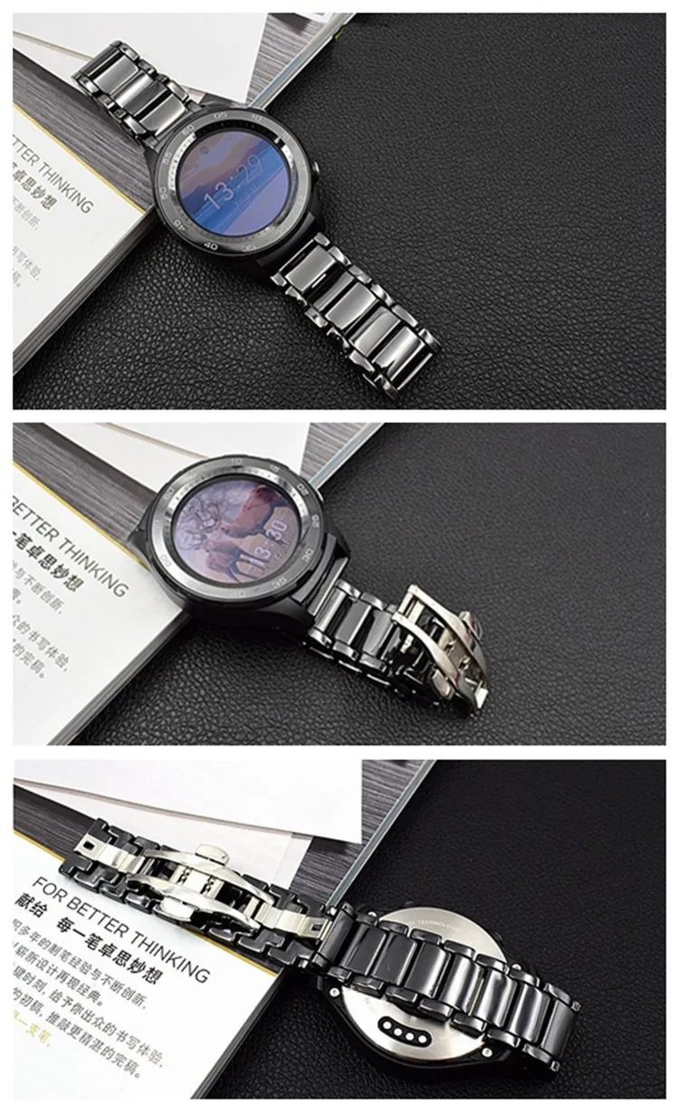 Ремешок для часов samsung gear S3 S2, настоящая керамика, 20-22 мм, браслет, ремешок для часов huawei Watch 2, Спортивный Классический фронтер