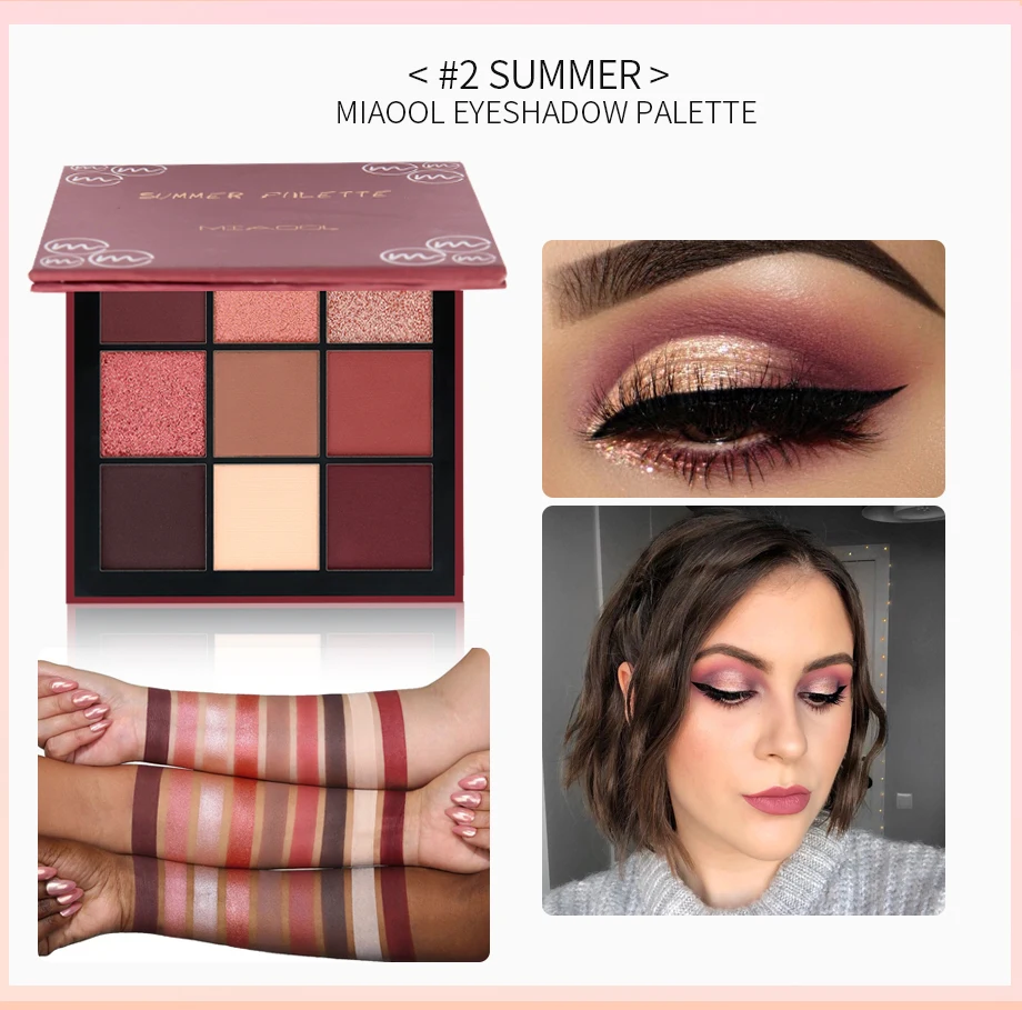 

Miaool 9 Colors Eyeshadow Palette Mauve Glitter Eye Shadow Palette Mini Beauty Makeup Set Summer