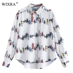 Wixra основные рубашки модные женские туфли осенние блузки Цветочная блузка рубашка с длинными рукавами Для женщин женские топы модная
