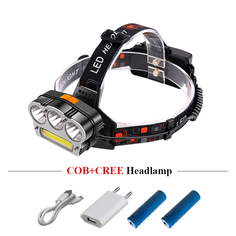 cheap led headlamp usb headlight COB xml T6 head lamp lanterna zoom headlight linterna head torch camping 18650 Rechargeable Battery