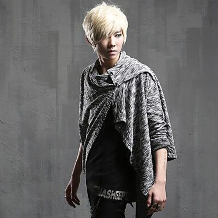 

2016 New Irregular DJ t shirt man Long sleeves Black Grey Punk rock top Spring Autumn
