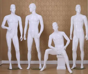 

Fashionable Full Body Male Mannequin Glossy White Window Men Mannequin For Garment Display