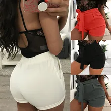 Женские шорты, женские сексуальные шорты, одноцветные, высокая талия, короткие штаны, пуш-ап, хип-ап, повседневные шорты, Spodenki Damskie