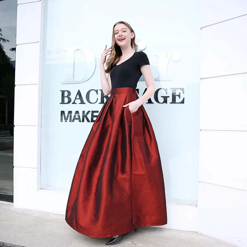  2020 Fashion Long Skirts Women Faldas High Waist Pleated Womans Floor Length Skirt Plus Size Elasti