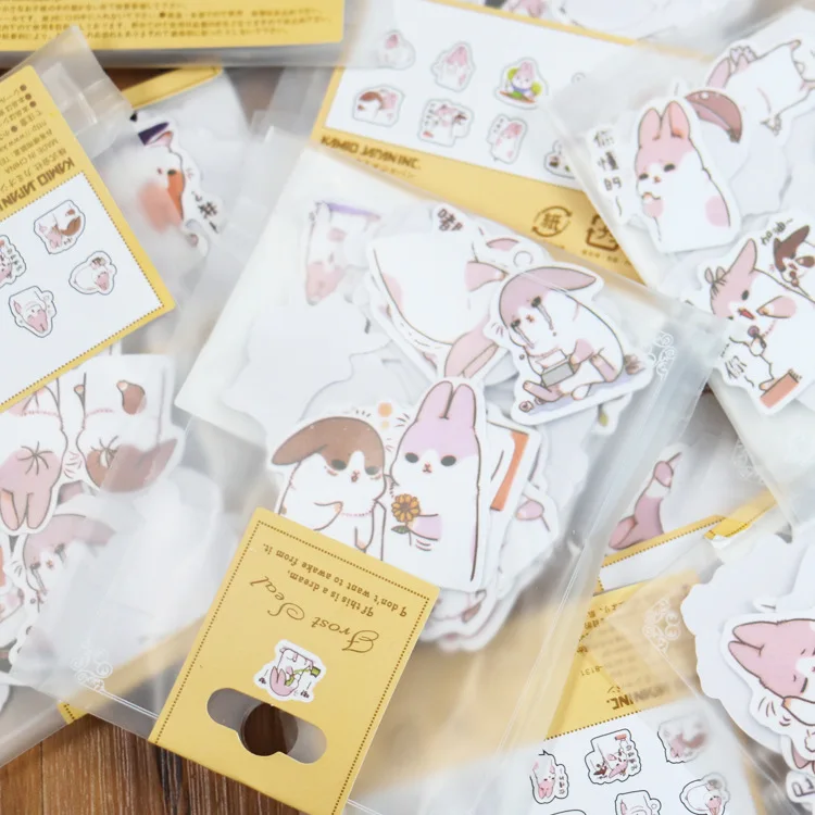 

40pcs/set Cute Diary Stationery Stickers Pack Chubby Rabbit Series Scrapbooking Sticky Escolar School Supplies