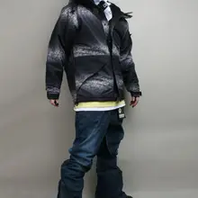 Новое издание "SouthPlay" Зимний Сезон Водонепроницаемый 10000 мм согревающий(черная двухцветная куртка+ джинсовые штаны) Наборы