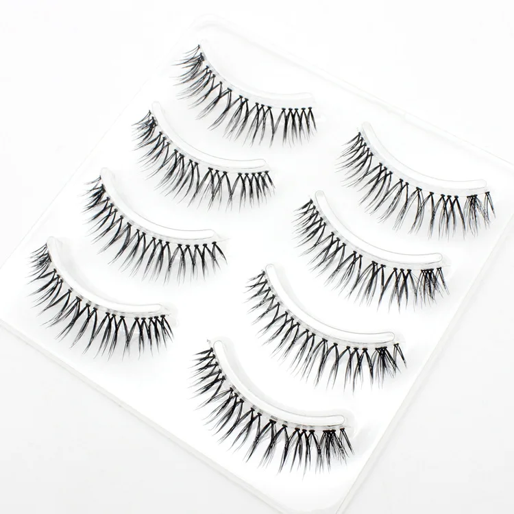 YOKPN New Sharpened False Eyelashes Natural Cross Short Lashes Handmade Eyelashes Transparent
