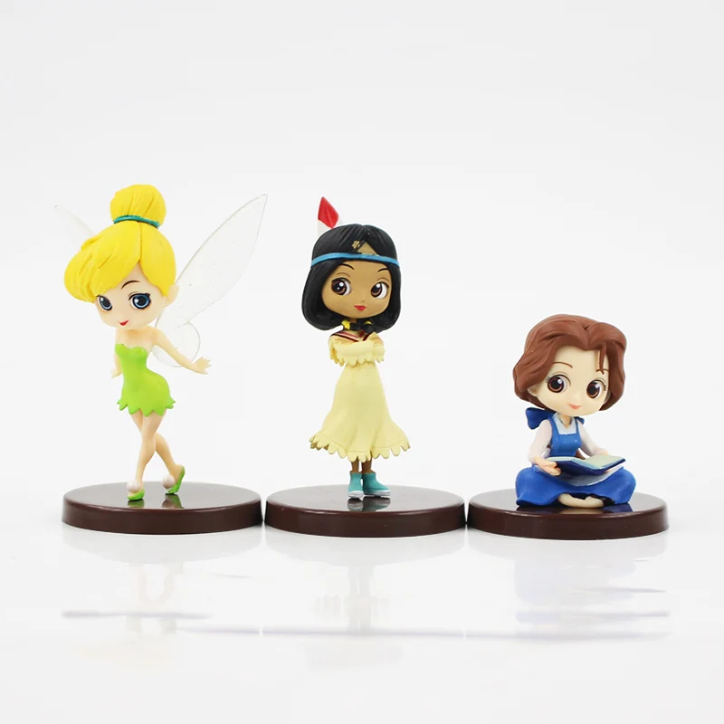 3pcs/lot Q Posket Figure Princess QPosket Ariel Belle Tinkerbell Tiger Lily Doll Qposket Figure Toys - Perfect Gifts for Girls image 2