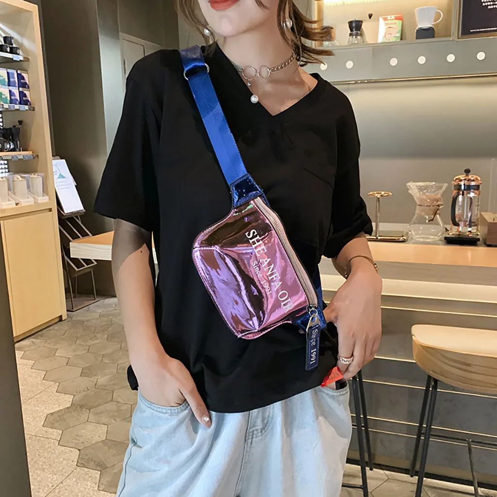 Голографическая поясная сумка, Женская поясная сумка с лазером на груди, женская прозрачная поясная сумка, сумка на пояс, новинка
