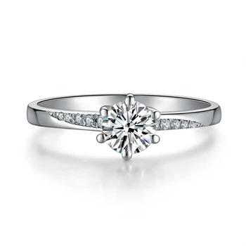 

0.6Ct 5.5mm Round Cut E-F Moissanite Marriage Ring Solid 925 Sterling Silver Ring for Her Women's Synthetic Diamonds Ring