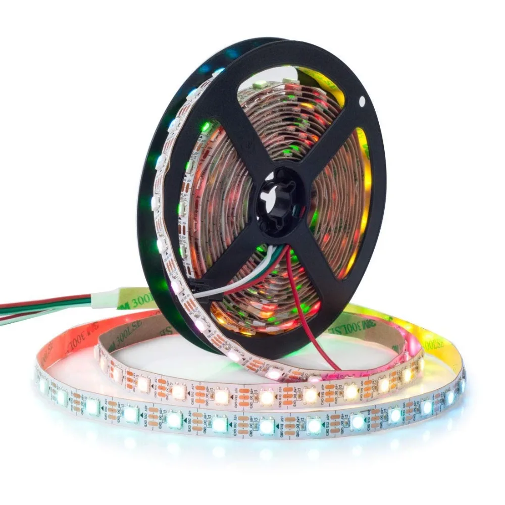 

DC5V WS2812 30 leds/m Smartled pixel RGB individually addressable led strip light White PCB IC strips with RF controller