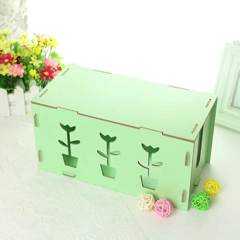 2016 Korean Style Flowerpot Hollow Wooden Storage Boxes Electric Wire