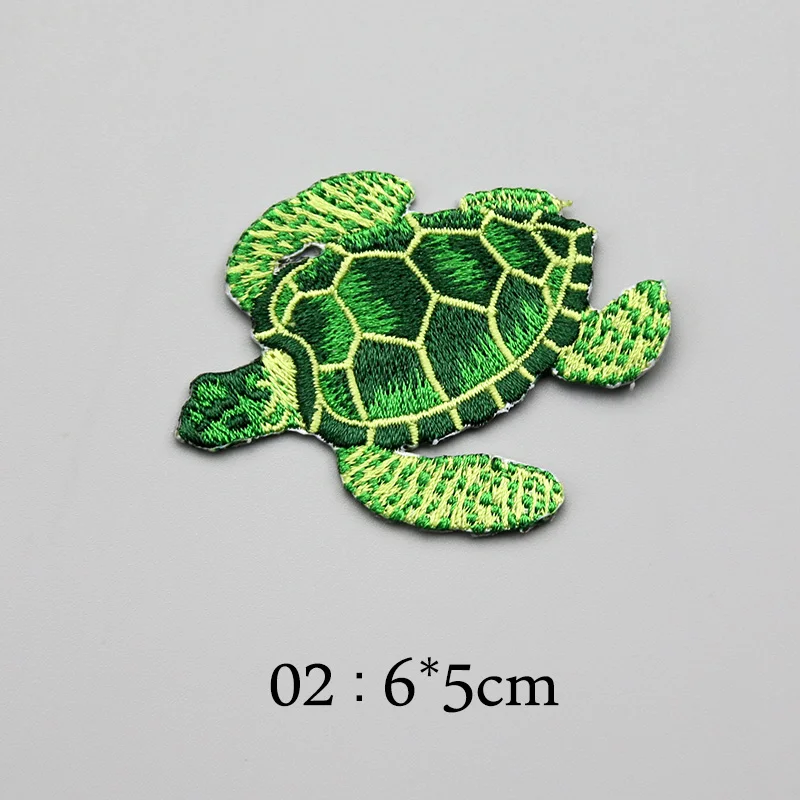 

2 Pieces Tortoise Turtles Embroidered Iron On Patch Sewing On Animal Applique Patch for Jacket Clothes Stickers DIY Accessories