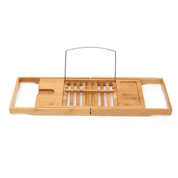 

Bamboo Bathtub Tray Shower Wine Glass Book Holder Bathtub Rack Support Bathroom Storage Organization Bath Accessories