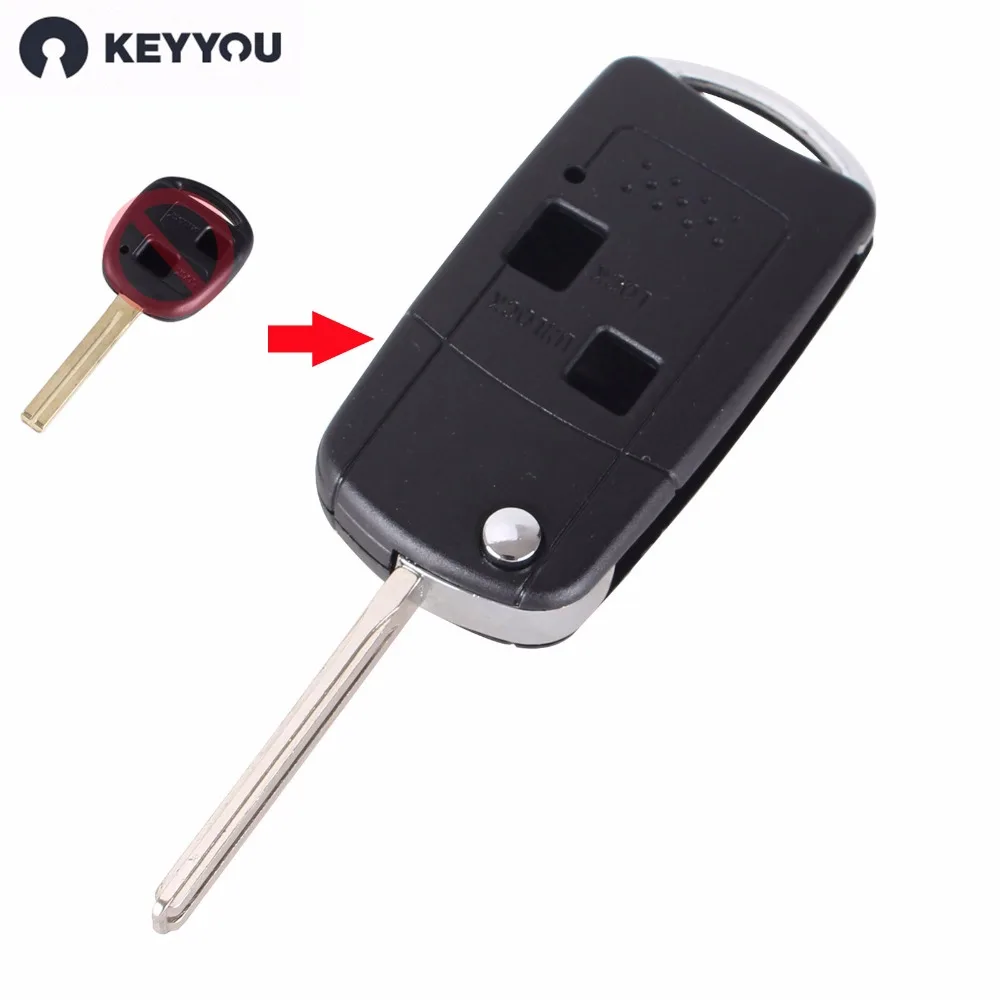 

KEYYOU Flip Folding Remote Car Key Case Fob For LEXUS IS200 IS300 LS400 LS430 Key Shell 2 Buttons
