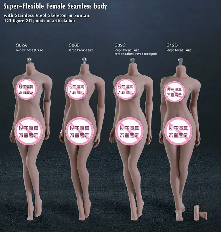 

PHICEN TBLeague S02A S06B S09C S12D 1/6 Female Seamless Body with Metal Skeleton In Suntan for 12" Collectible Action Figure DIY