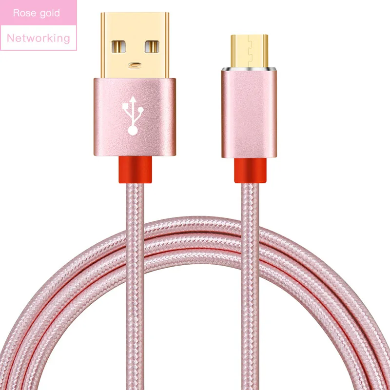 Shuliancable Micro USB кабель 2.4A нейлон Быстрая зарядка USB кабель для передачи данных для samsung huawei Xiaomi Redmi LG Microusb кабель зарядного устройства - Цвет: rose gold