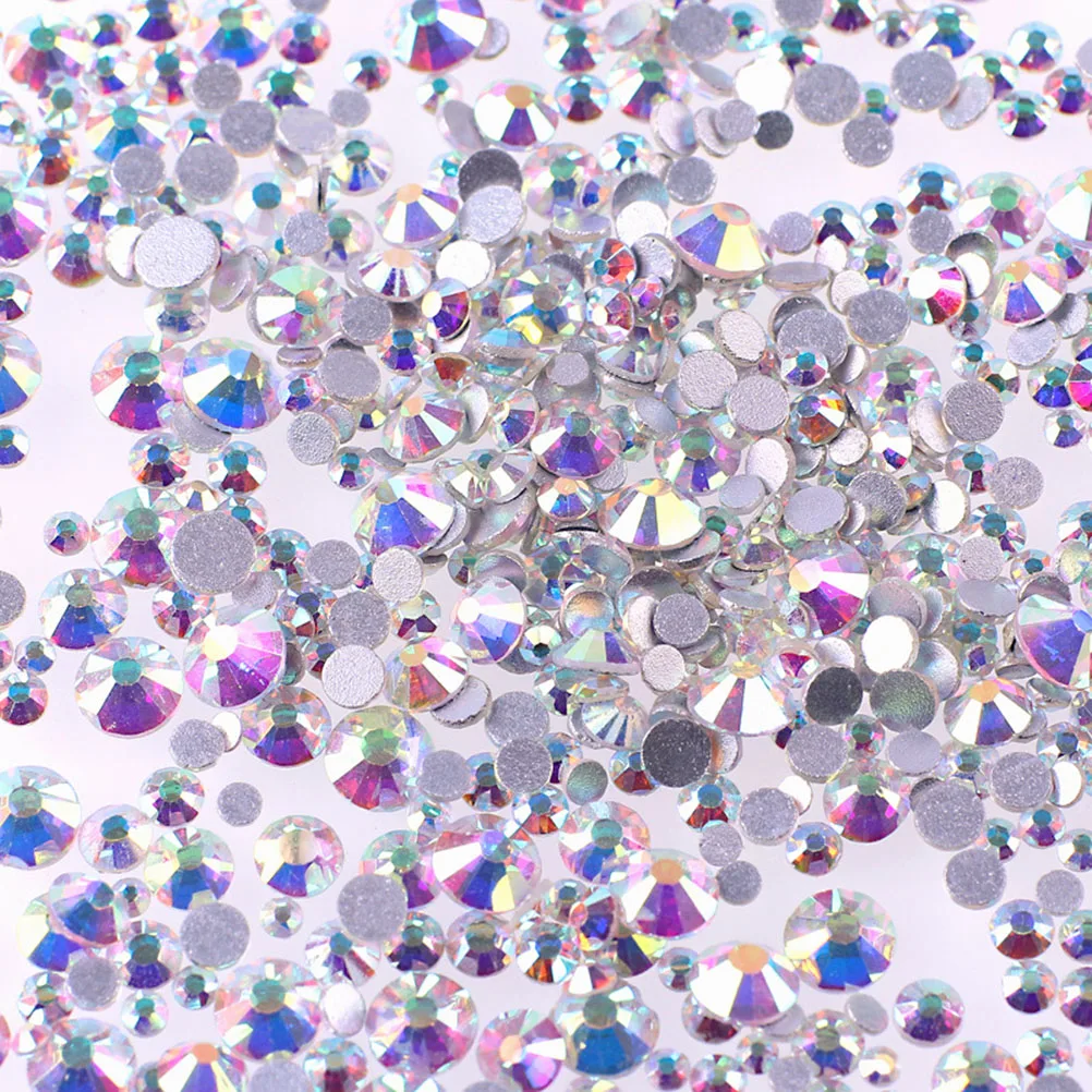 1440 шт. Crystal AB Круглый Nail Книги по искусству Стразы смешанные плоские задние части