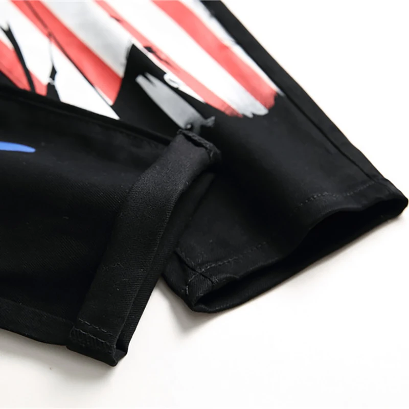 Sokotoo мужские черные джинсы с принтом американского флага, облегающие цветные окрашенные штаны с буквами