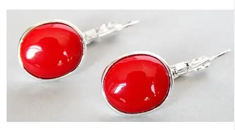 

lady's handmade 925 Silver red coral Leverback Earrings STONE 925 Sterling Silver wedding jewelry earrings