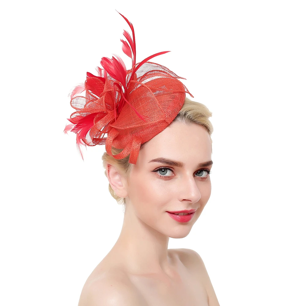 

Fashion Feather Fascinator Hat Hair Clip Women Cocktail Wedding Party Bridal Hat Fascinator Ladies Dress Prom Hair Headband
