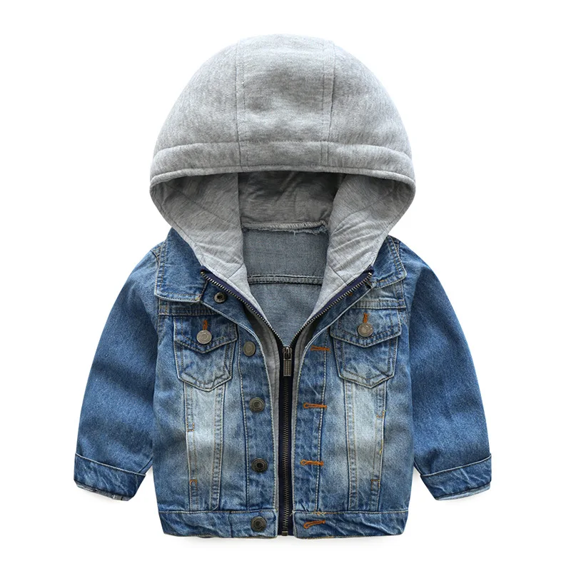 Теплое джинсовое хлопковое Детское пальто; повседневная детская верхняя одежда; детская одежда; ветрозащитные куртки для маленьких мальчиков 3-10 лет - Цвет: Синий