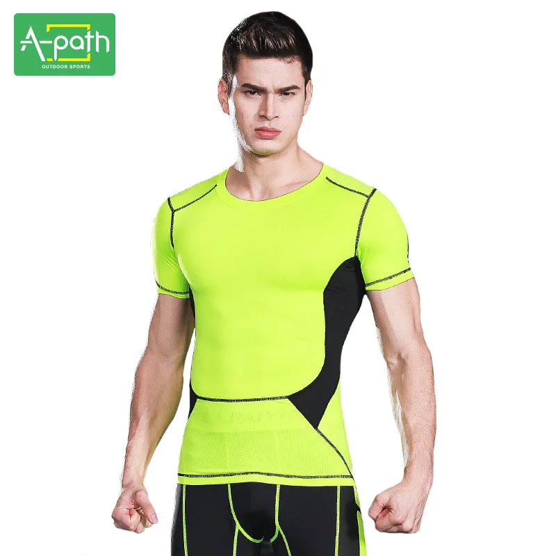 

A-path Mens Running Cycling T Shirt Sport Fitness Training Tights Sportswear Marvel Underwear Jersey Jogging for Men T-Shirt