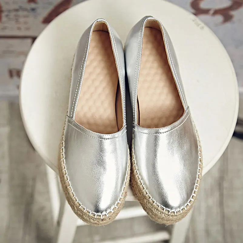 2016 mujeres planos del cuero genuino mujer zapatos resbalón en los holgazanes mujer plataforma zapato plano